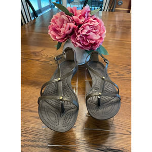 CROCS Isabella Gladiator Dark Brown Sandals Size 8